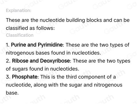 Solved: Sort these nucleotide building blocks by their name or ...