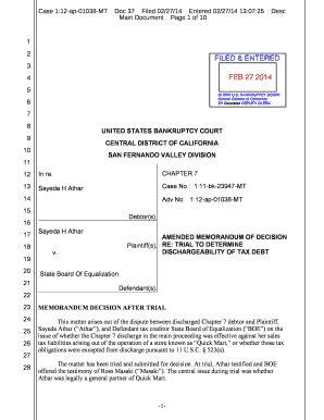 Fillable Online Cacb Uscourts Case 1 12 Ap 01038 MT Fax Email Print