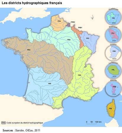 Les Bassins Hydrographiques De France Directive Cadre Sur L Eau Dce