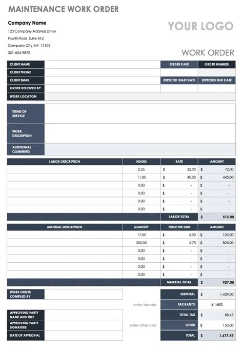 How To Create A Work Order Form In Excel