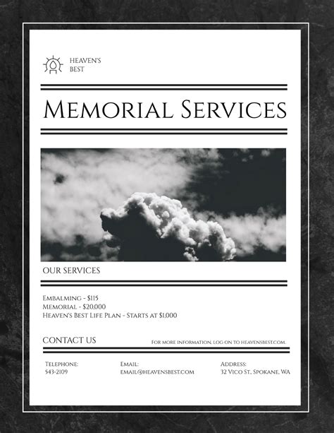 Memorial Flyer Template Edit Online And Download Example