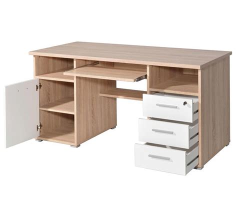 Bureau Coloris Chêne Sonoma repro blanc En Bois Dim L145 X H75 X