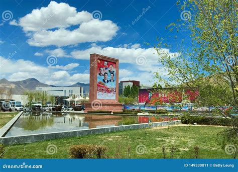 Downtown in the City of Lhasa in Tibet Editorial Photo - Image of ...