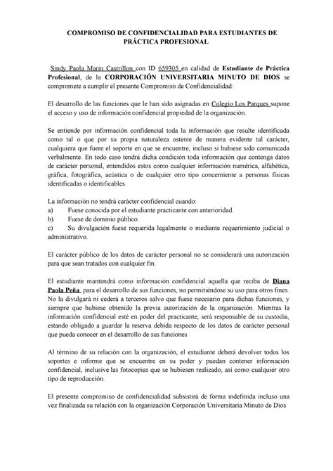 4 Compromiso DE Confidencialidad COMPROMISO DE CONFIDENCIALIDAD PARA