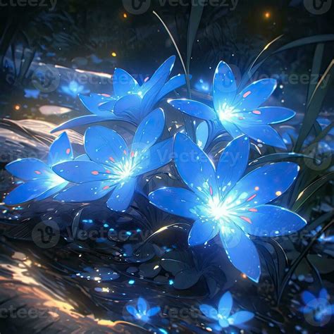 flower anime futuristic illustration mystical fantasy art glowing ...