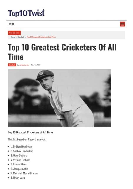 Top 10 greatest cricketers of all time | PDF | Free Download