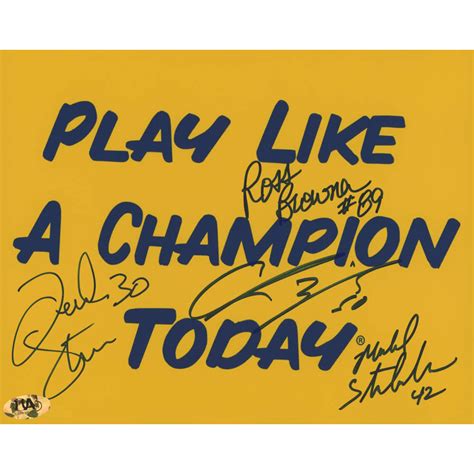 Notre Dame Fighting Irish "Play Like A Champion Today" 8x10 Photo Signed by (4) with Frank Stams ...