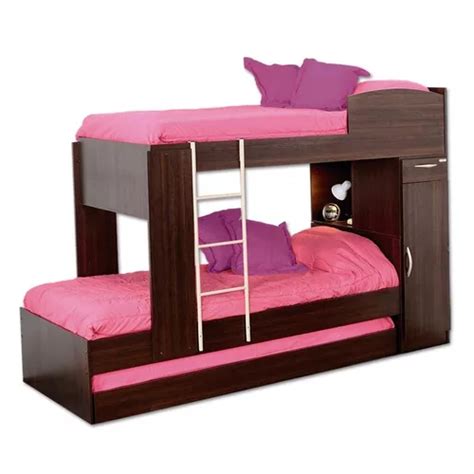 Cama Cucheta Nido Platinum Plaza Color Tabaco Fabricada En Mdp