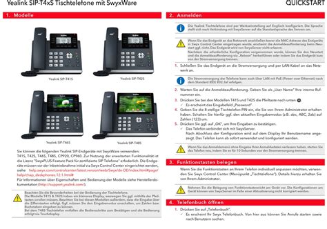 Yealink Sip T S Serie Schnellstart Pdf Herunterladen Manualslib