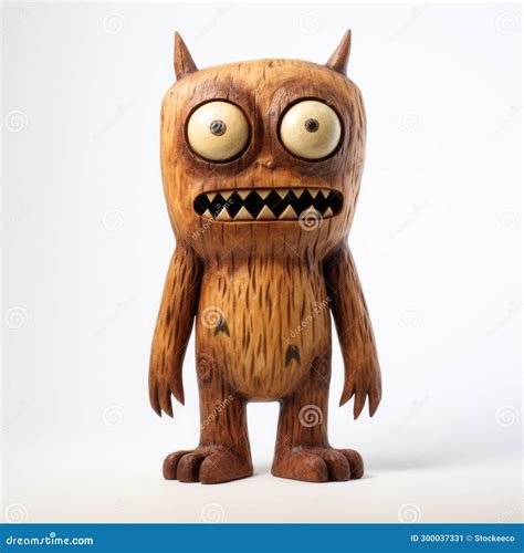 Unique Wooden Toy Statue With Distinctive Character Design Stock