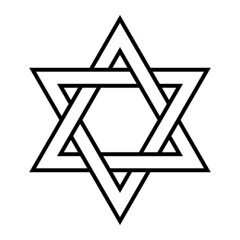 Jewish Star of David Six Pointed Star in black with Interlocking Style vector icon 552427 Vector ...