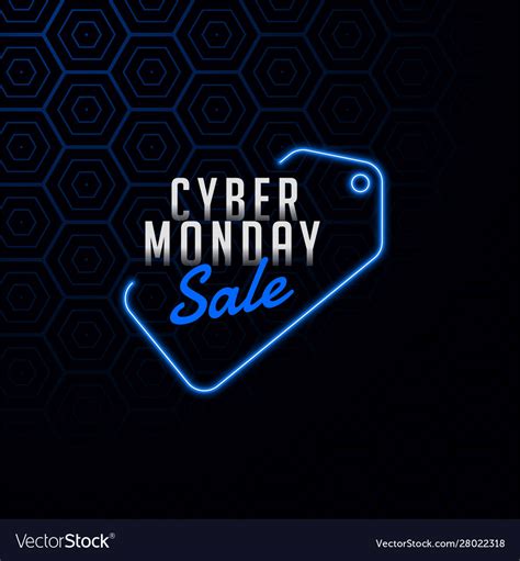 Cyber Monday Sale Tag In Neon Style Design Vector Image