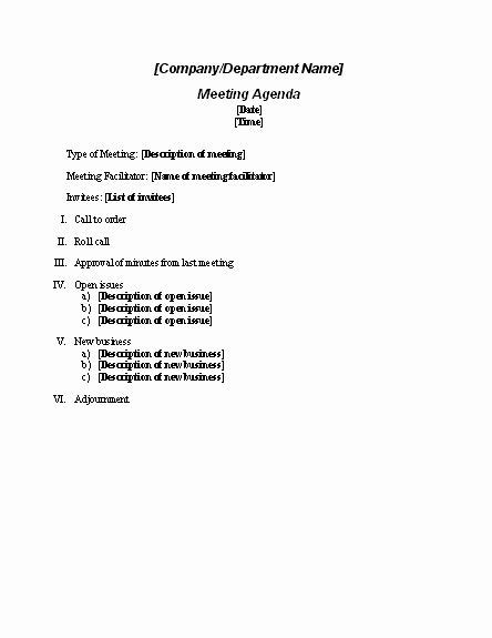 Formal Meeting Agenda Template Inspirational Meeting Agenda Tips