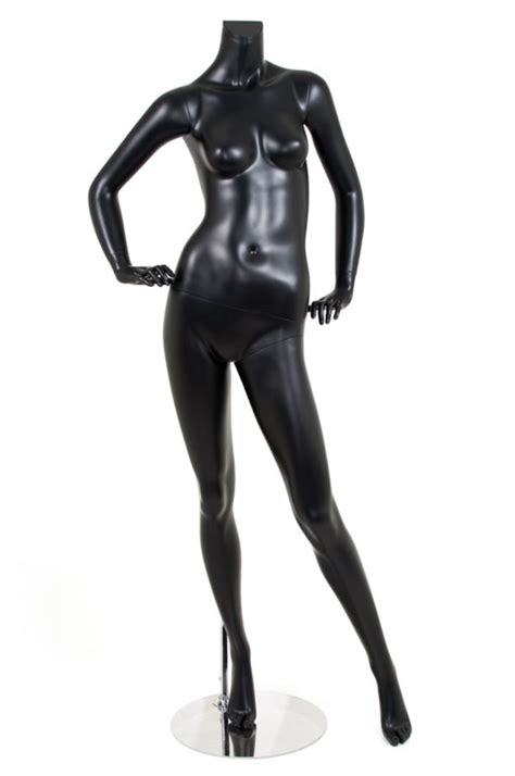 Female Mannequin Matte Black Headless Changeable Heads Hands On Hips