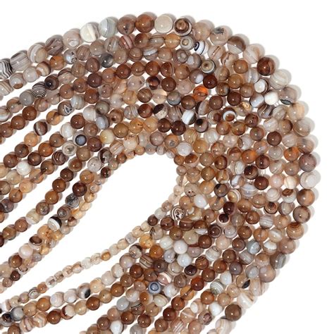 6 8 10mm Light Brown Stripes Agates Beads For Jewelry Making Sardonyx