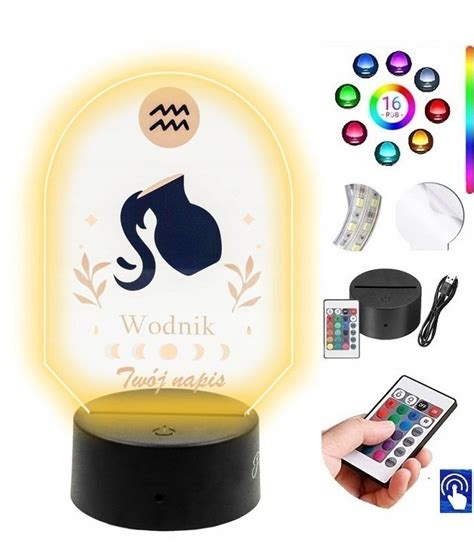 Lampka Biurkowa Uv Znak Zodiaku Wodnik Led Plexido Plexido Sklep