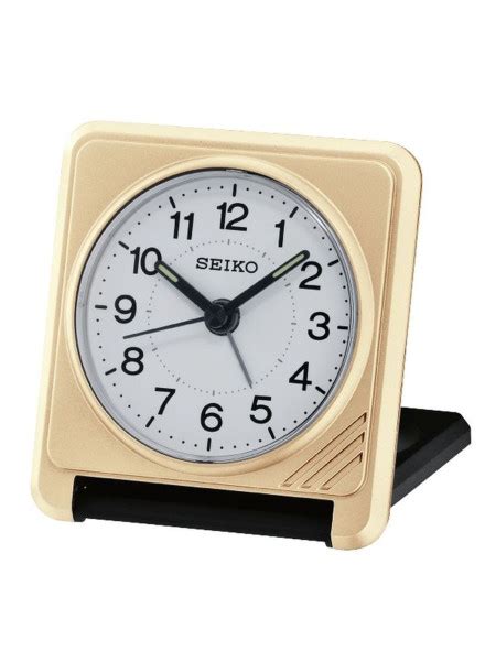 Réveil de voyage Seiko carré doré pliable