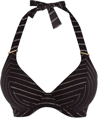 Amazon Freya Rock The Beach Banded Halter Bikini Swim Top AS C Black Gold