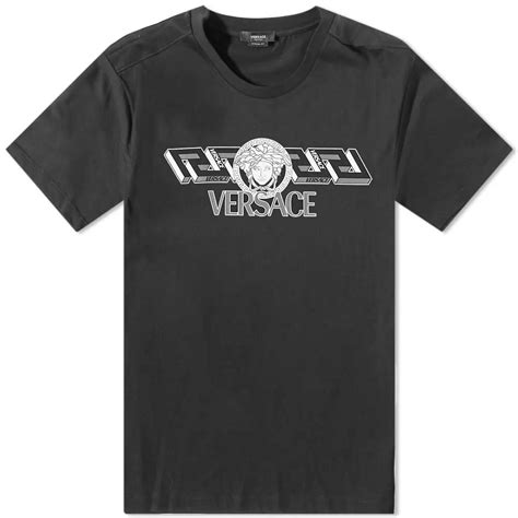 Versace Men's Greek Band Logo T-Shirt in Black/White Versace