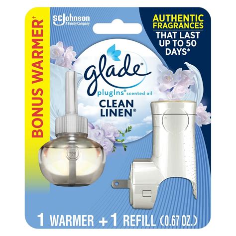 Glade Plugin Warmer Scented Oil Refill Clean Linens Oz New