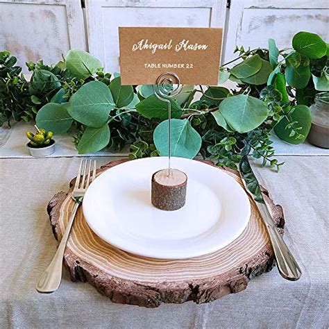 Supla Pcs Rustic Wood Place Card Holders With Swirl Wire Wooden Bark