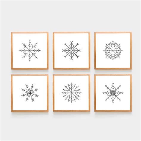 Quadrat Schneeflocke Mit Drucken Set Winter Drucke Neujahr Minimal