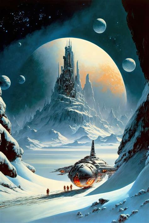 Snow Planet Classic Sci Fi Art 70s Futuristic Fine Art Digital