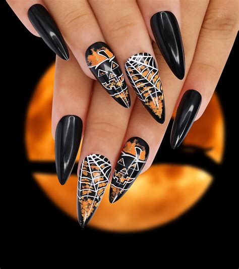 Black Stiletto Nails With Designs