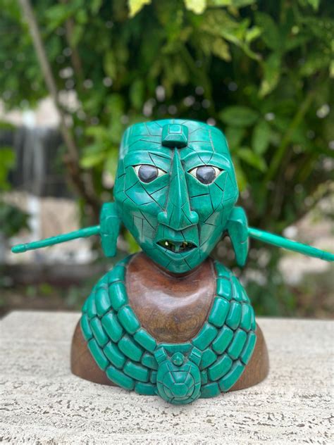 King Kinich Janaab Pakal Death Mask Hand Carved Cedar Mayan Wood