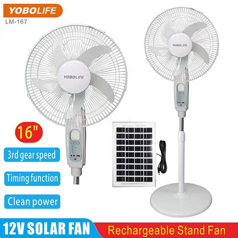 12v Rechargeable Solar Powered Stand Fan With Remote Control Acdc 16