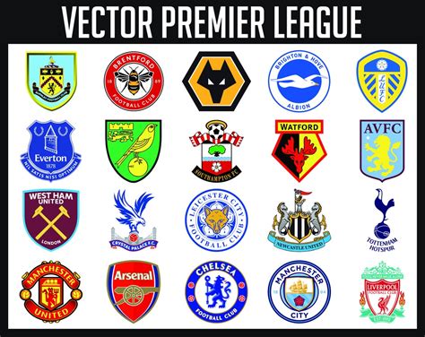 Premier League Football Team Logos in Vector Format - Etsy