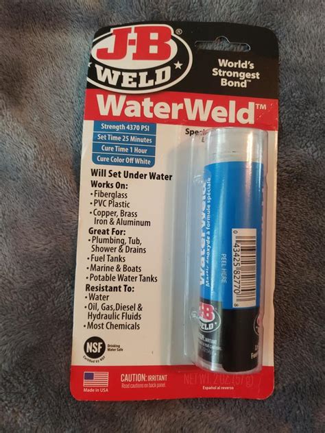 J B Weld Waterweld Epoxy Putty Stick