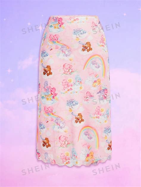 ROMWE X Care Bears Talla Grande Falda Con Estampado De Dibujos Animados