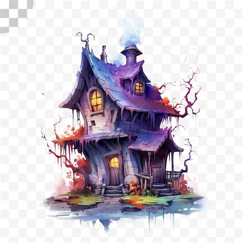 La Casa De Halloween Con Acuarela Archivo Psd Premium