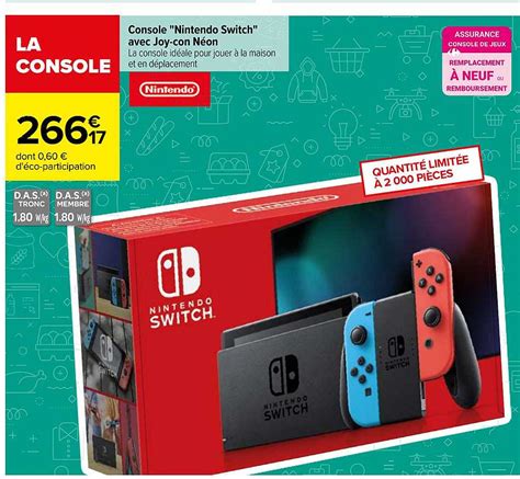 Promo Console Nintendo Switch Avec Joy Con N On Chez Carrefour Market