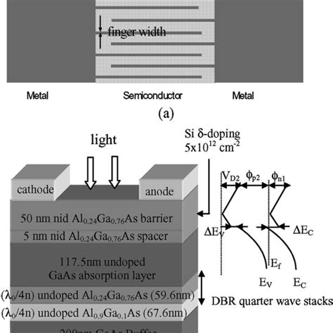 A Top View Of Msm Photodetector Planar Interdigitated Structure B