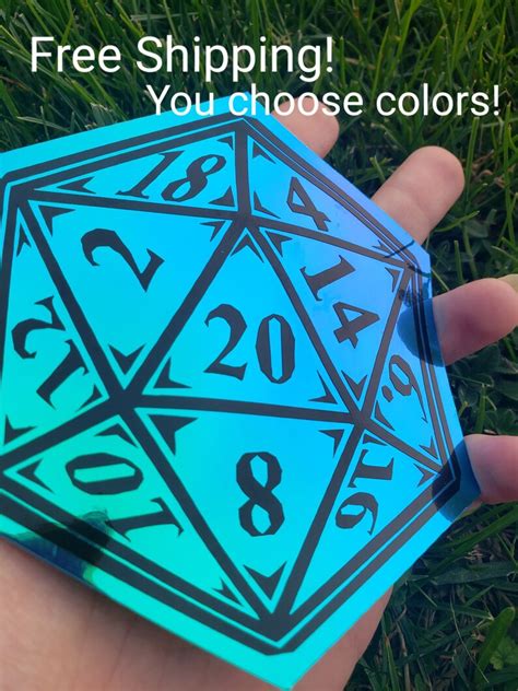 Holographic Custom D20 Vinyl Hand Made Decal Waterproof Sticker Vinyl