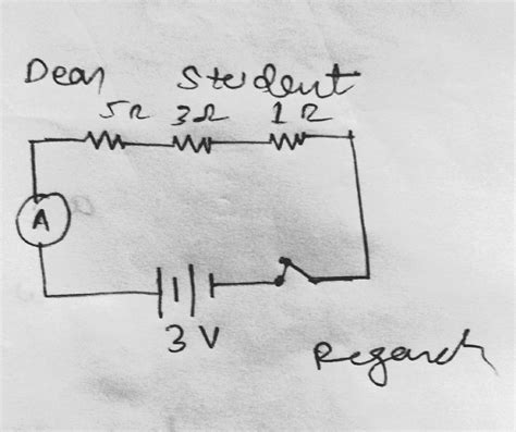 Draw a schematic diagram of a circuit consisting of 3V battery, 5 ,3 ...