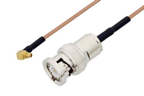 Mmcx Plug Right Angle To Bnc Male Cable 9 Inch Length Using Rg178 Coax With Heatshrink Lf Solder