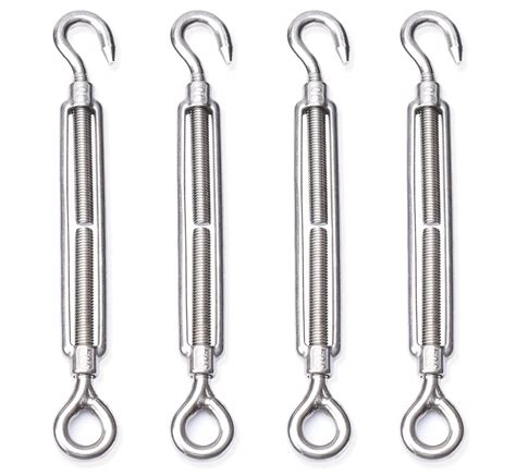 M10 Turnbuckle 3 8 10mm Thread Stainless Steel Hook Eye 4pcs 304