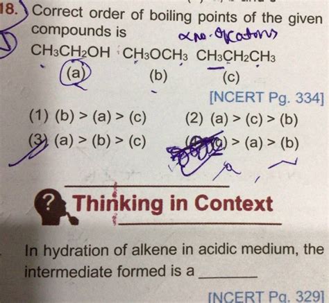 18 Correct Order Of Boiling Points Of The Given Ch3 Ch2 Ohch3 Och3 Ch3