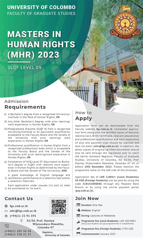 Masters In Human Rights Mhr 2021 2022 University Of Colombo Sri Lanka