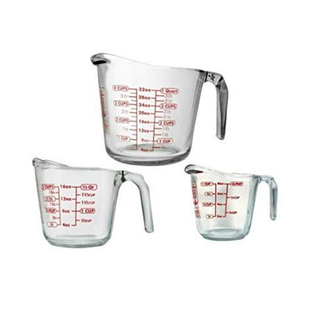 3 Piece Glass Measuring Cup Set By Anchor Hocking 3 Piece Glass Measuring Cup Set By Anchor