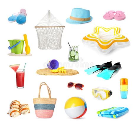 Set Of Different Beach Accessories Stock Image - Image of ring ...