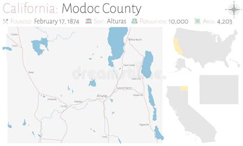 Map of Modoc County in California Stock Vector - Illustration of ...