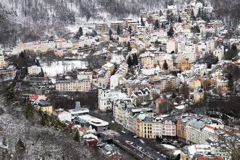 Winter in Karlovy Vary stock photo. Image of carlsbad - 7571596