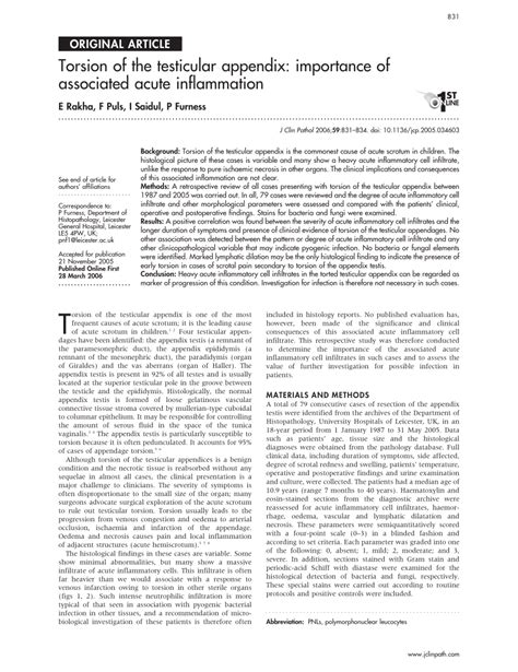 (PDF) Torsion of the testicular appendix: Importance of associated ...