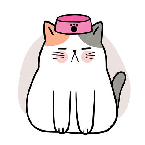 Premium Vector | Cartoon cute cat hungry vector