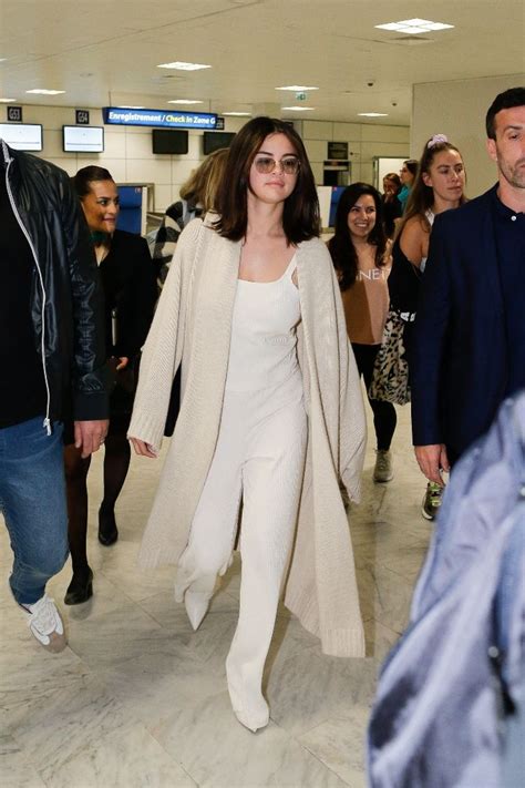 Selena Gomezs Airport Style Is Comfy Chic In Head To Toe Beige