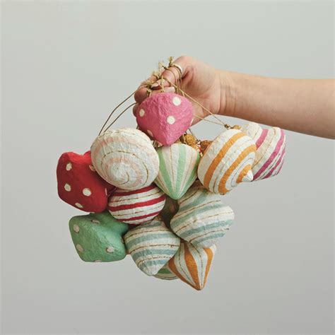 Handmade Paper Mache Ornament 18 Styles Each One Will Vary